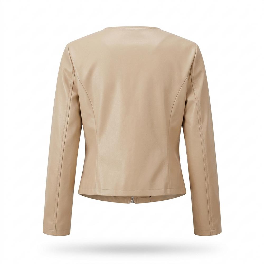 Gentleman Code - Sovon | Kragenlos Tailliert Lederjacke Damen
