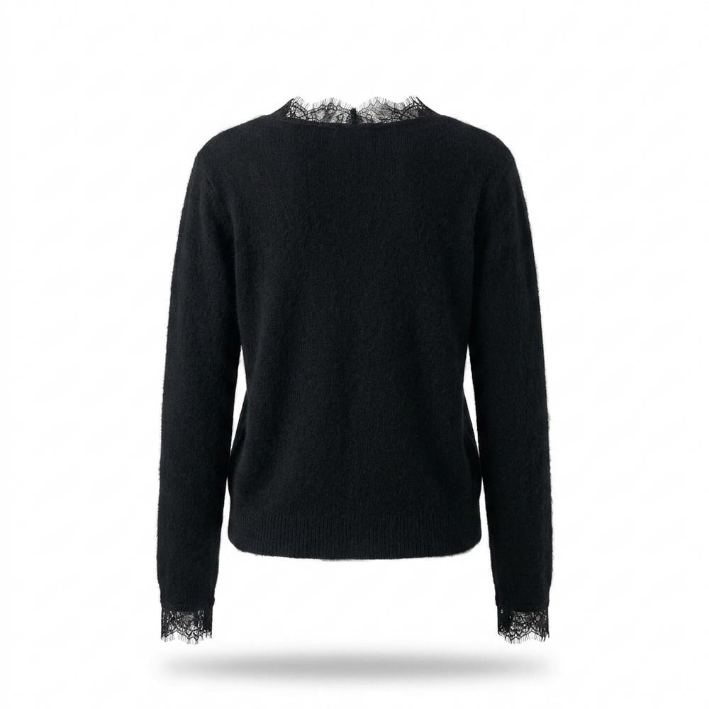 Nobleman Code - Mutud | Langärmlige Spitzenbesetzte Strickjacke Damen