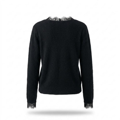 Nobleman Code - Mutud | Langärmlige Spitzenbesetzte Strickjacke Damen