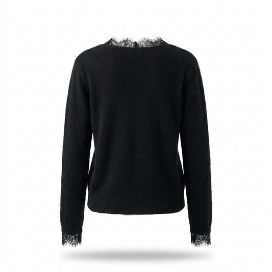 Nobleman Code - Mutud | Langärmlige Spitzenbesetzte Strickjacke Damen