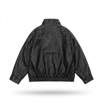 Gentleman Code - Renon | Hochschließende Gewaschene Lederjacke Unisex