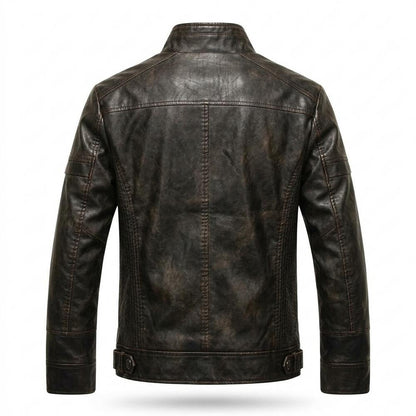 Gentleman Code - Mefiv | Strukturiert Mit Stehkragen Lederjacke Herren