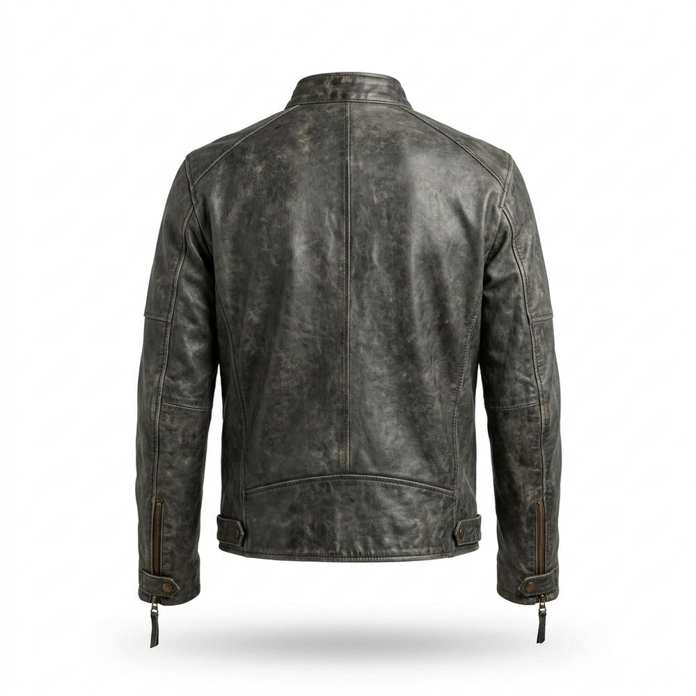 Gentleman Code - Taril | Strukturiert Stehkragen Lederjacke Herren