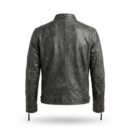 Gentleman Code - Taril | Strukturiert Stehkragen Lederjacke Herren