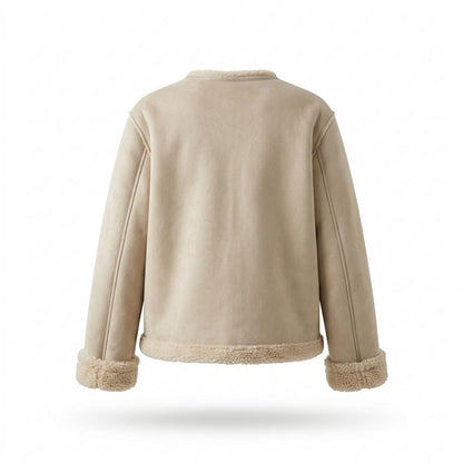 Gentleman Code - Dahuk | Gefütterte Kragenlose Wildleder-Jacke Damen
