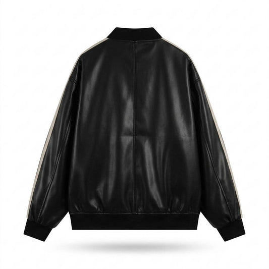 Nobleman Code - Yuzel | Glänzend Gestreift Lederjacke Unisex