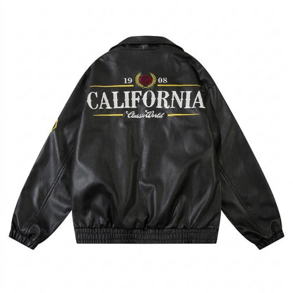 Gentleman Code - Caput | Bestickte Weitgeschnittene Lederjacke Unisex
