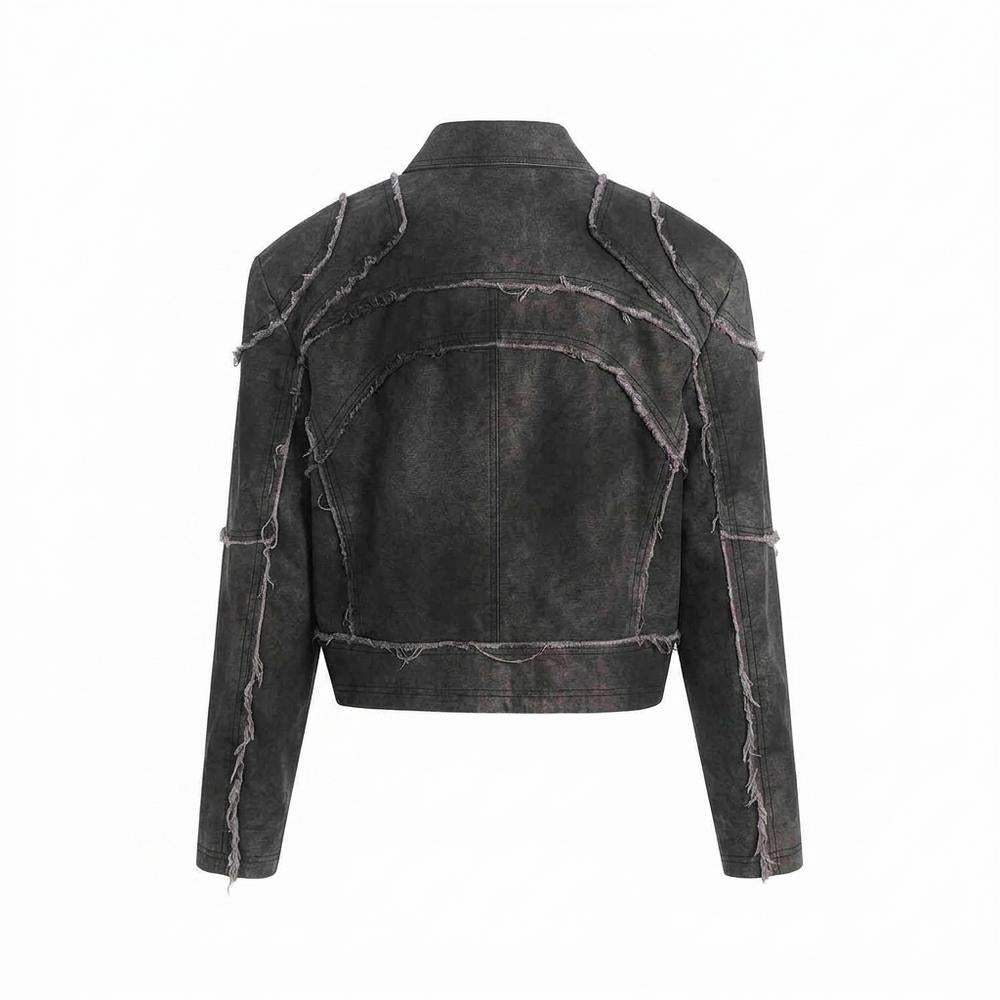 Nobleman Code - Zuhut | Dekonstruiert Kurzgeschnitten Lederjacke Unisex