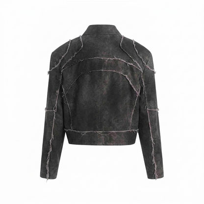 Nobleman Code - Zuhut | Dekonstruiert Kurzgeschnitten Lederjacke Unisex