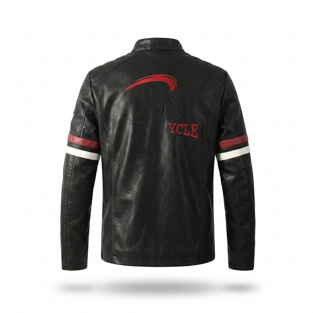Gentleman Code - Aowor | Bestickt Gestreift Lederjacke Herren
