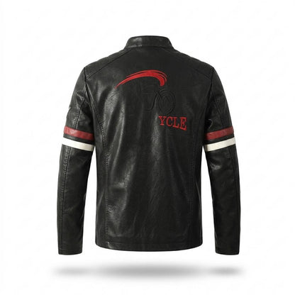 Gentleman Code - Aowor | Bestickt Gestreift Lederjacke Herren