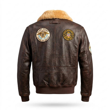 Gentleman Code - Yuket | Gefüttert Bestickt Lederjacke Herren