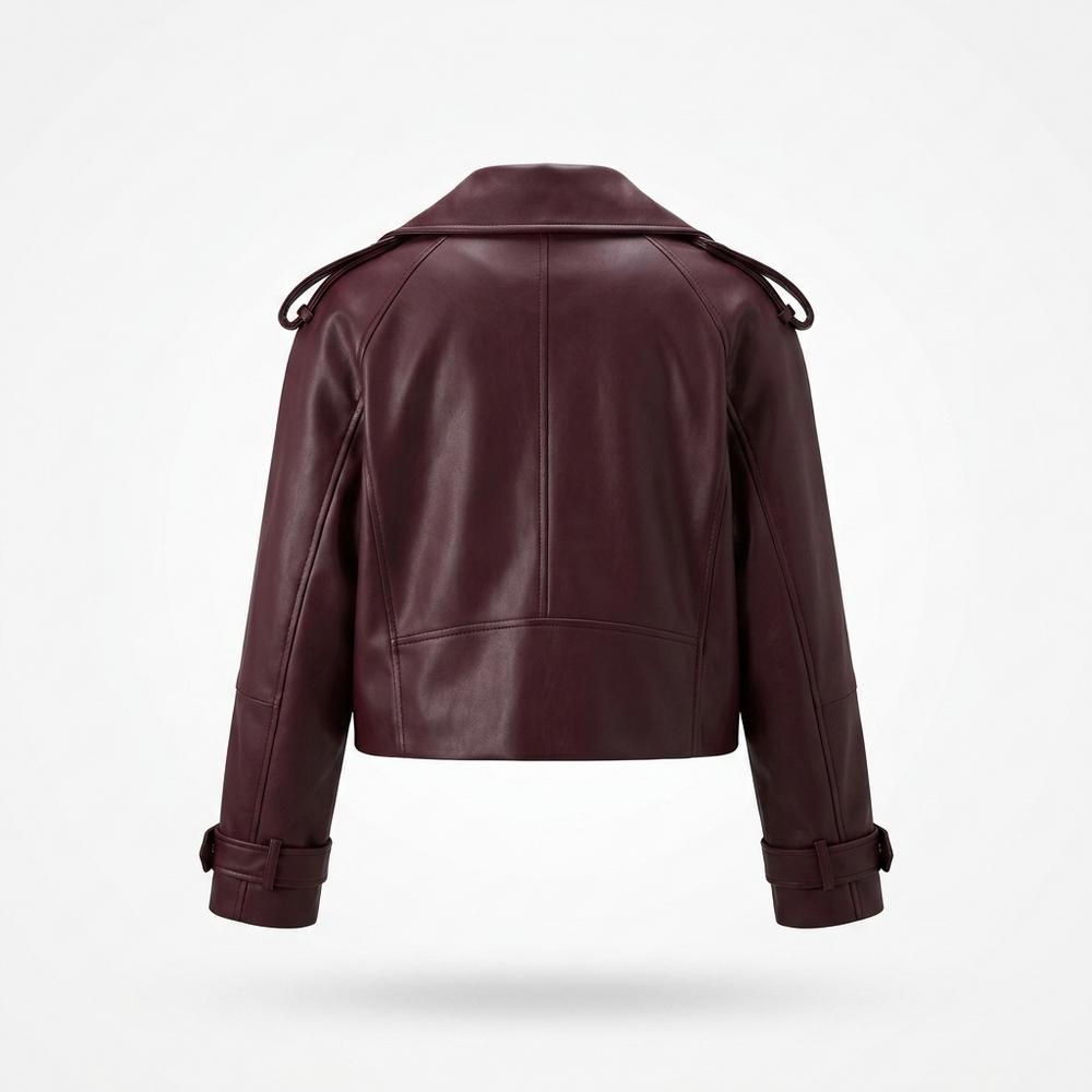 Gentleman Code - Yewel | Weit Geschnittene Breit-Kragige Lederjacke Damen