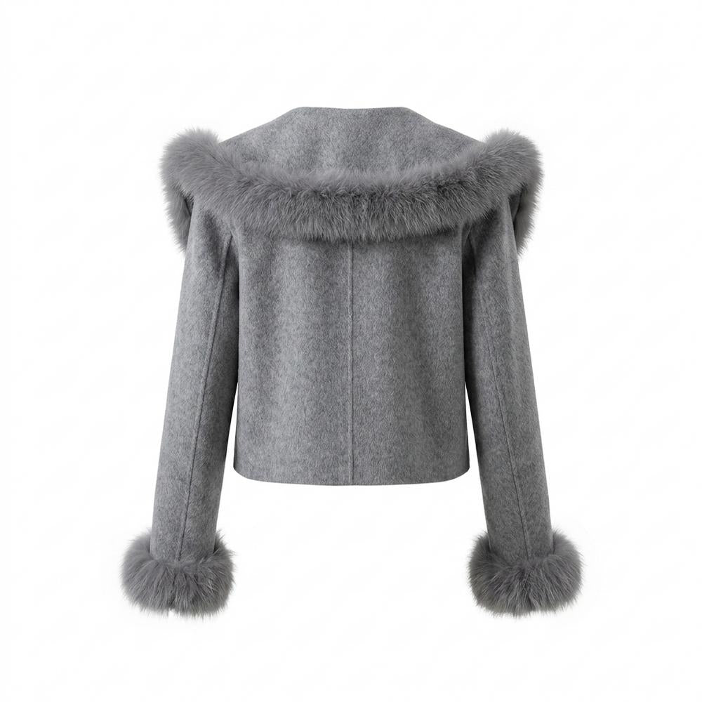 Nobleman Code - Zezel | Kurzgeschnittene Pelzbesetzte Jacke Damen