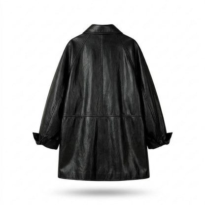 Gentleman Code - Eedan | Geknöpft Oversized Ledermantel Unisex