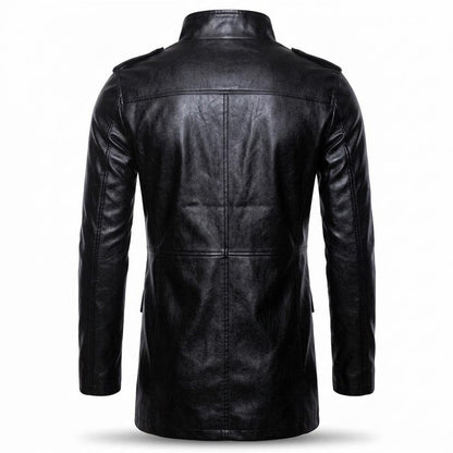 Gentleman Code - Sanav | Langgeschnittene Hochgeschlossene Lederjacke Herren