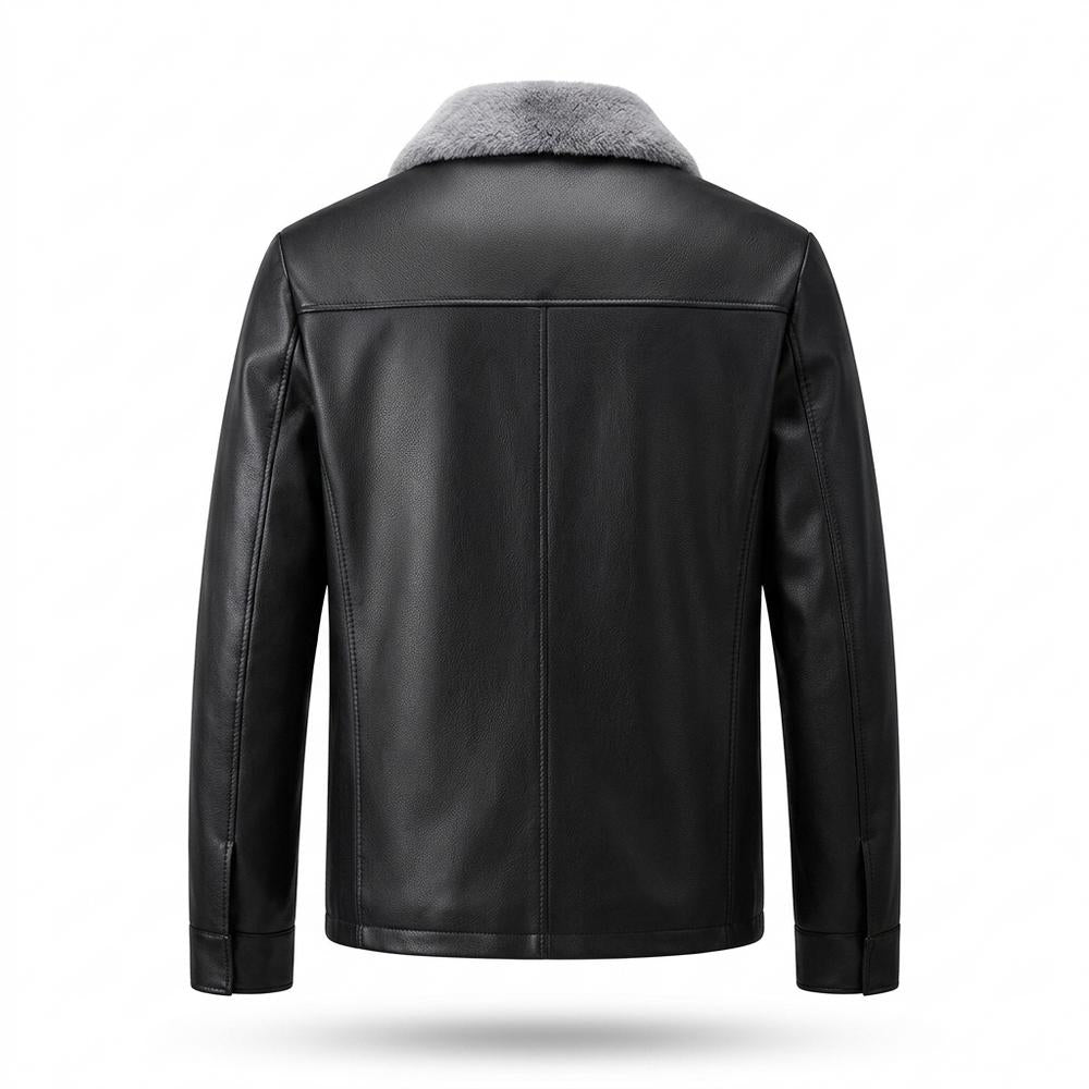 Gentleman Code - Sular | Gefütterte Pelzbesetzte Lederjacke Herren