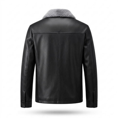 Gentleman Code - Sular | Gefütterte Pelzbesetzte Lederjacke Herren