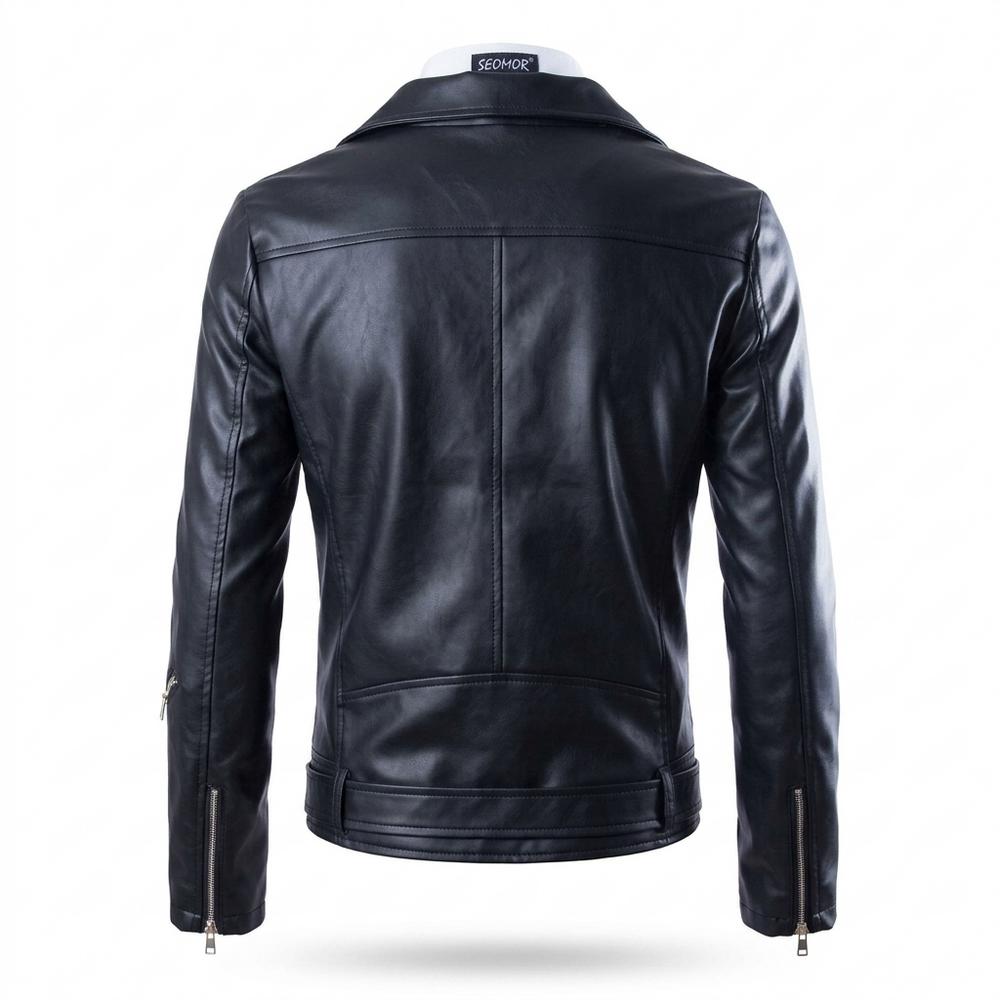 Gentleman Code - Aokem | Asymmetrisch Gegürtelt Lederjacke Herren