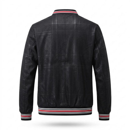Gentleman Code - Rodom | Karierte Gerippte Lederjacke Herren