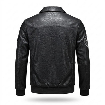 Gentleman Code - Comon | Appliziert Strukturiert Lederjacke Herren