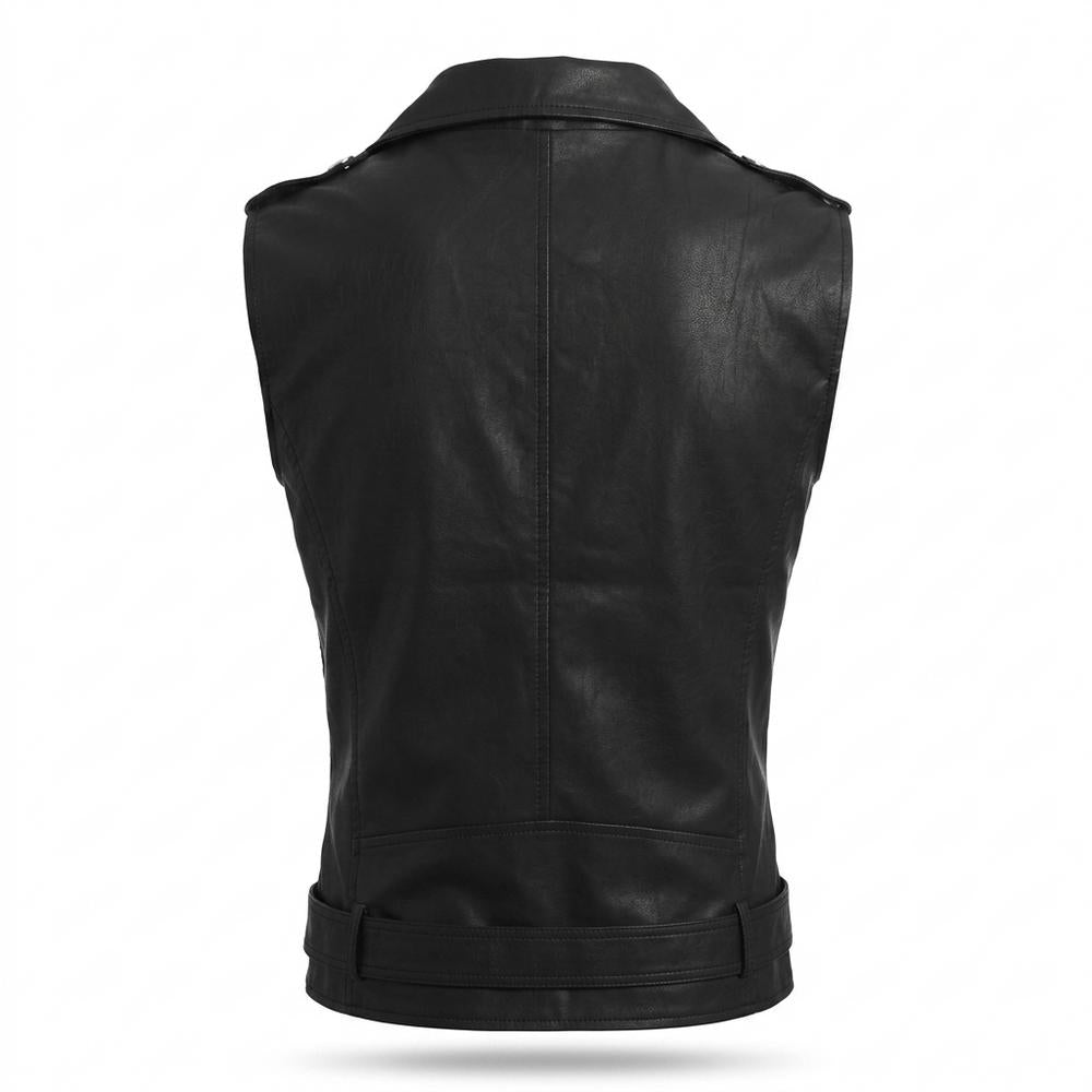 Gentleman Code - Rupok | Asymmetrische Ärmellose Lederjacke Herren