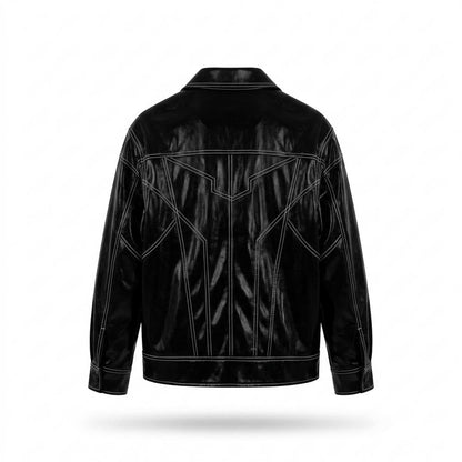 Gentleman Code - Kehom | Glänzend Kontrastgesteppt Lederjacke Unisex