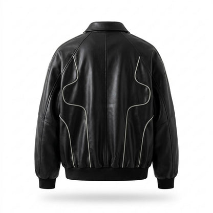 Gentleman Code - Kodet | Oversized Paspelierte Lederjacke Herren