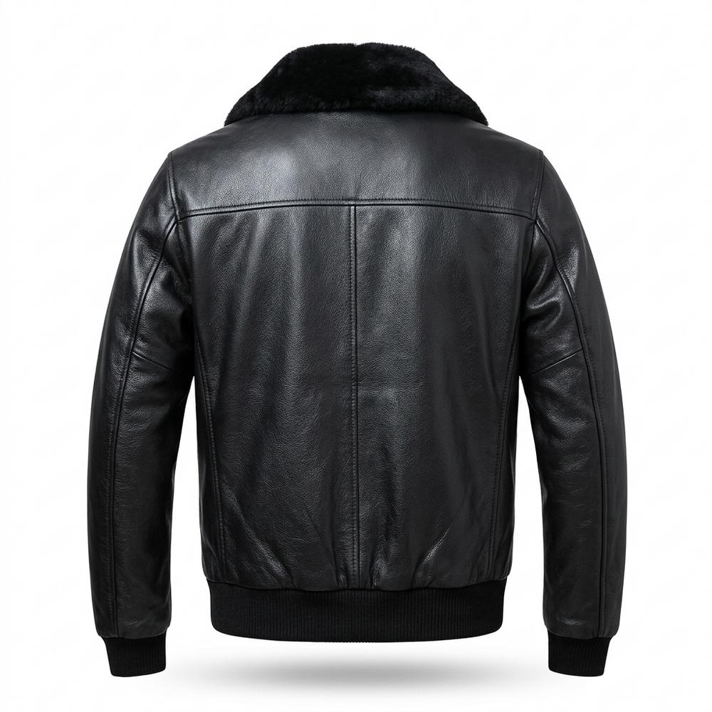 Nobleman Code - Vivan | Gefüttert Fellkragen Lederjacke Herren