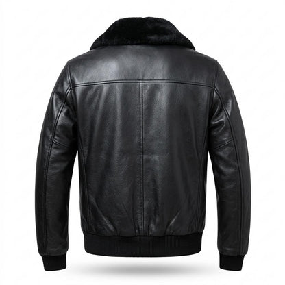 Nobleman Code - Vivan | Gefüttert Fellkragen Lederjacke Herren