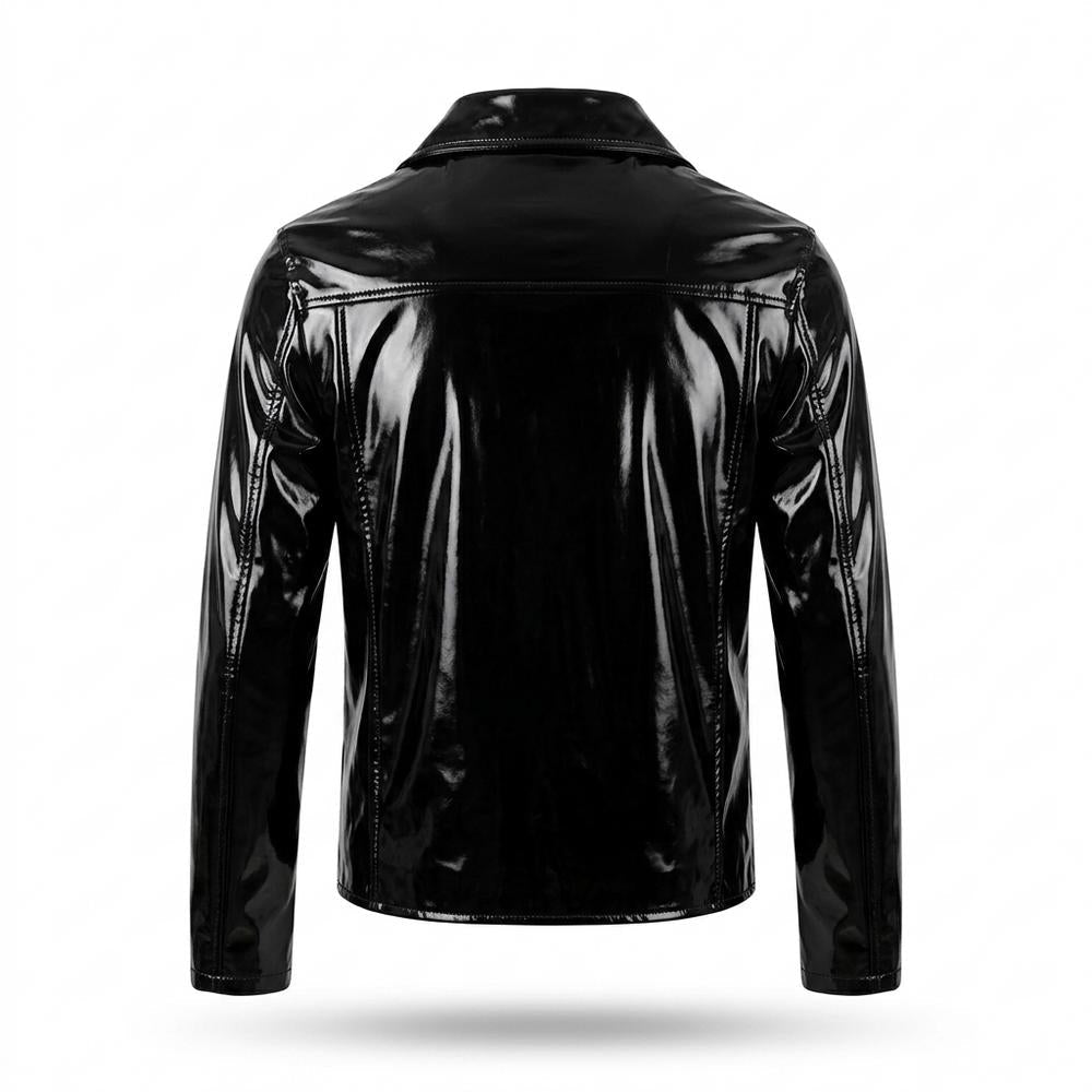Gentleman Code - Yaper | Glänzende Beschichtete Lederjacke Herren