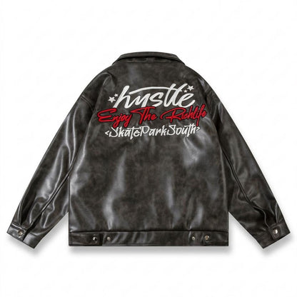 Gentleman Code - Dezet | Gerade Geschnittene Strukturierte Lederjacke Unisex