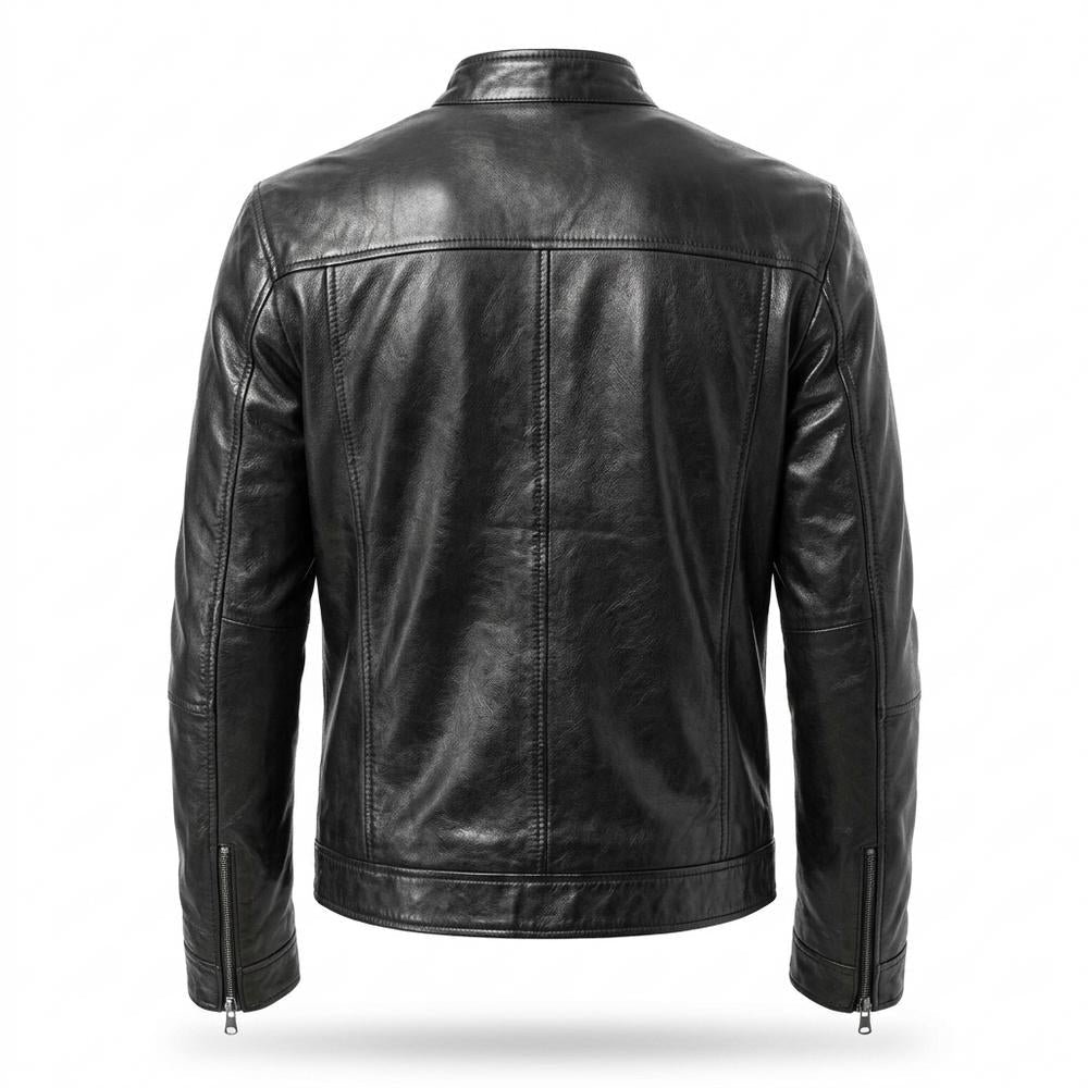 Gentleman Code - Misud | Strukturiert Figurbetont Lederjacke Herren