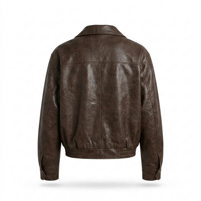 Gentleman Code - Tarit | Locker Geschnittene Reißverschluss Lederjacke Damen