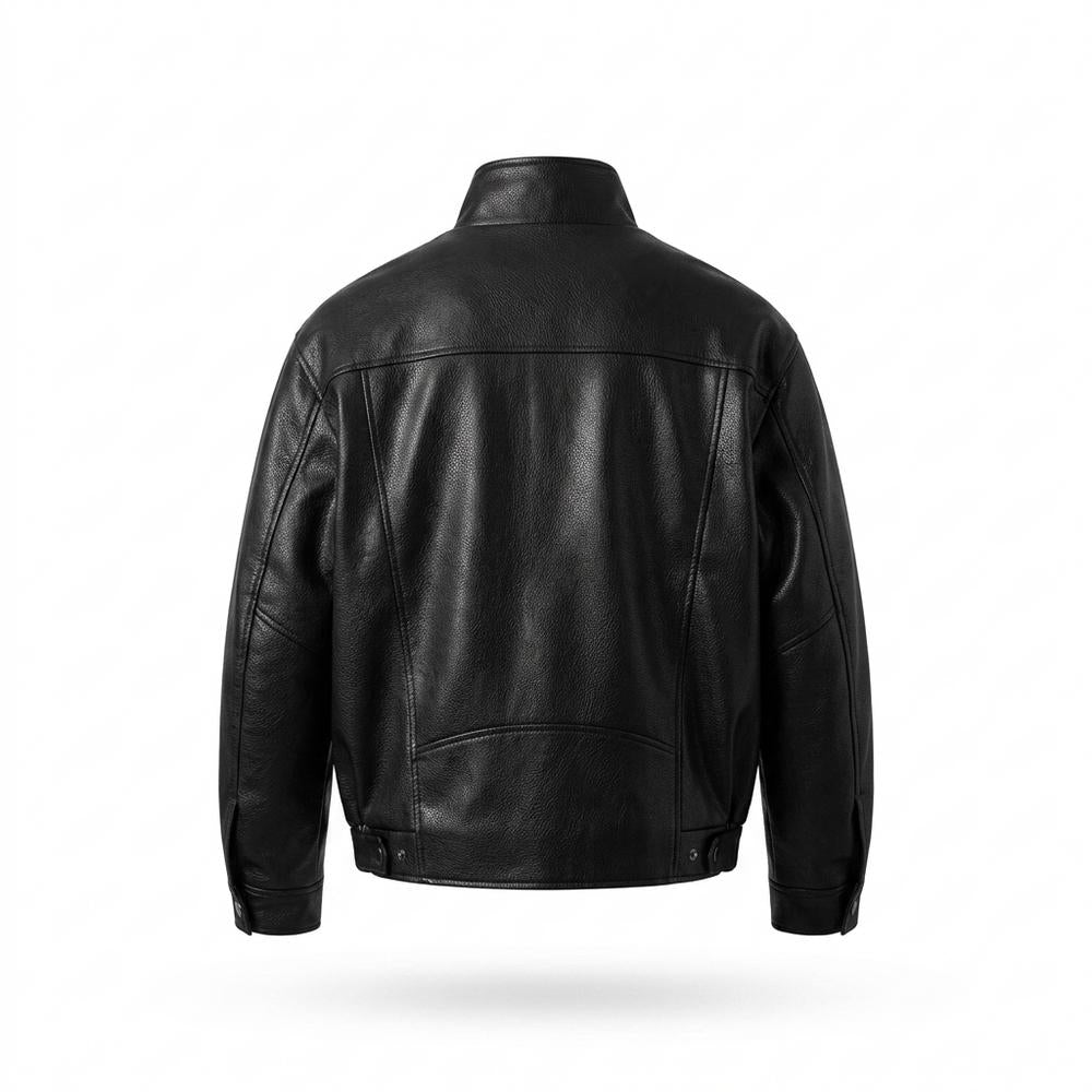 Gentleman Code - Vipav | Hochgeschlossen Geknöpft Lederjacke Herren