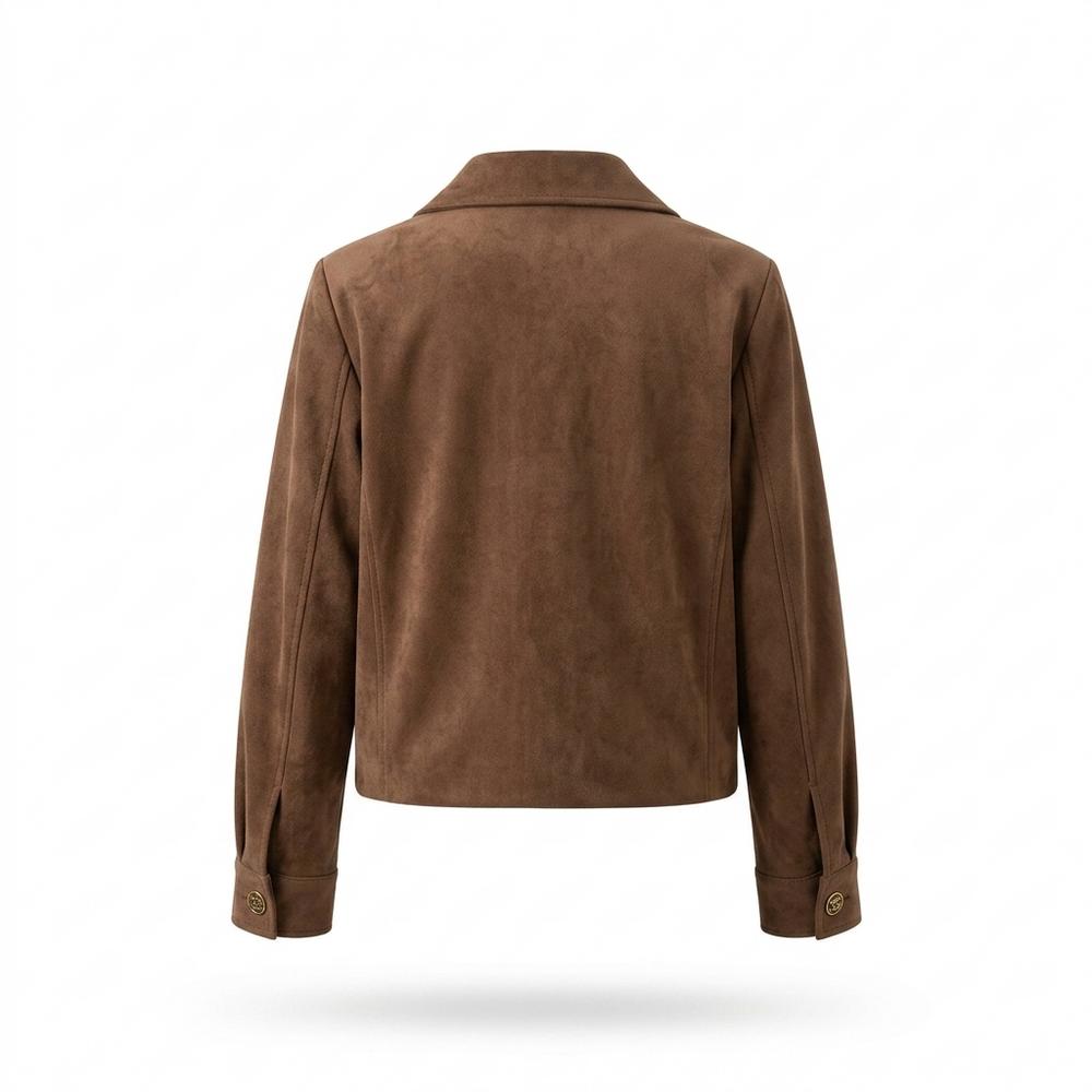 Gentleman Code - Kokek | Langärmelige Geknöpfte Wildleder-Jacke Damen