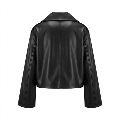 Nobleman Code - Cisin | Kurze Zweireihige Lederjacke Damen
