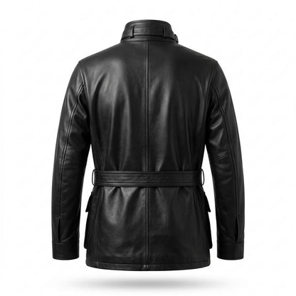 Gentleman Code - Aagit | Gegürtelt Geknöpft Lederjacke Herren