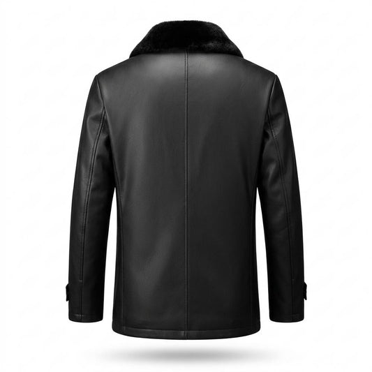 Nobleman Code - Vufod | Gefütterte Geknöpfte Lederjacke Herren