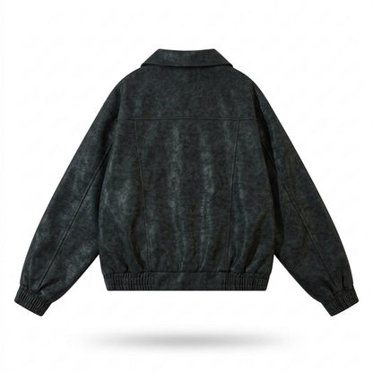 Gentleman Code - Nakom | Strukturierte Gefütterte Lederjacke Unisex
