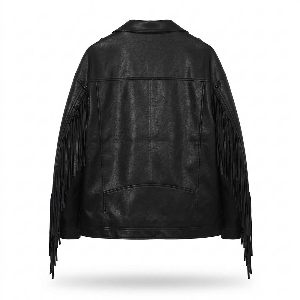 Nobleman Code - Aldan | Fransenbesetzt Asymmetrisch Lederjacke Unisex