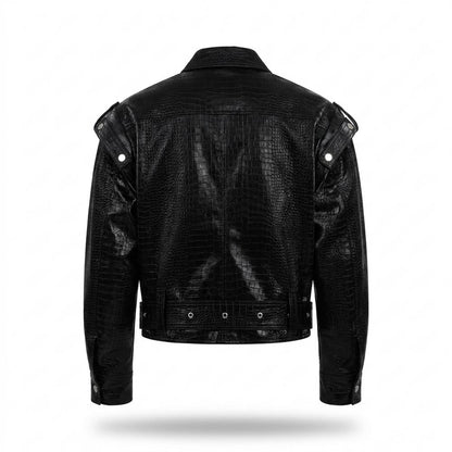 Gentleman Code - Nadis | Geprägt Asymmetrisch Lederjacke Unisex