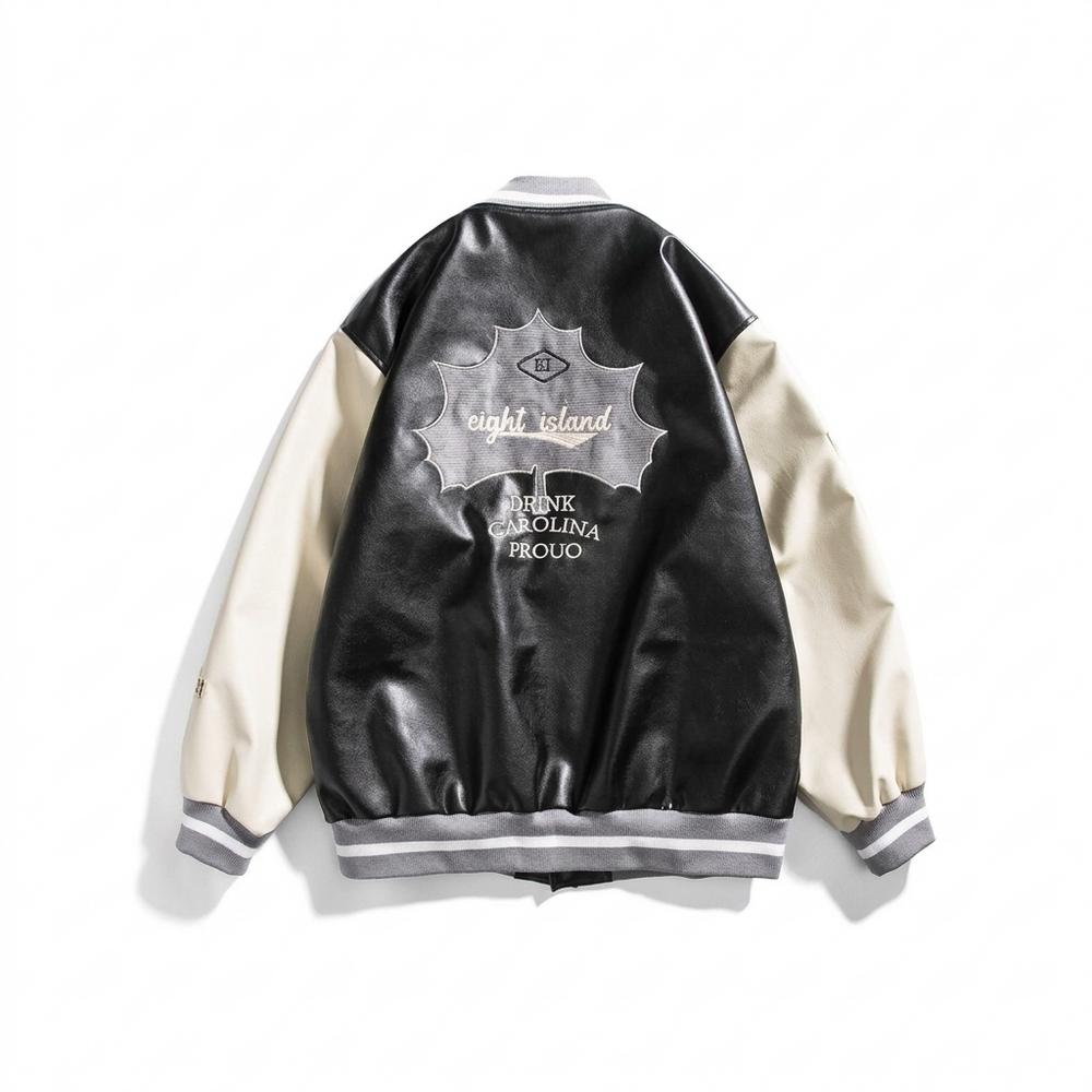 Gentleman Code - Nusuk | Bestickte Zweifarbige Lederjacke Unisex
