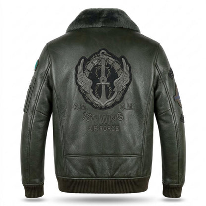 Gentleman Code - Aigad | Gefüttert Bestickt Lederjacke Herren
