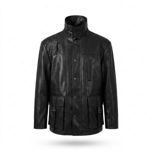 Gentleman Code - Kesad | Oversized Kontrastgesteppt Lederjacke Unisex