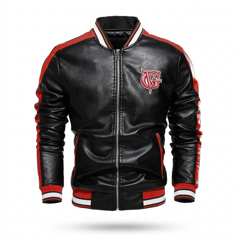 Gentleman Code - Euvad | Gestreifte Taillierte Lederjacke Herren