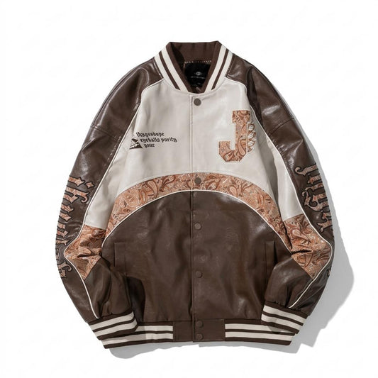 Nobleman Code - Eihak | Geknöpfte Bestickte Lederjacke Unisex