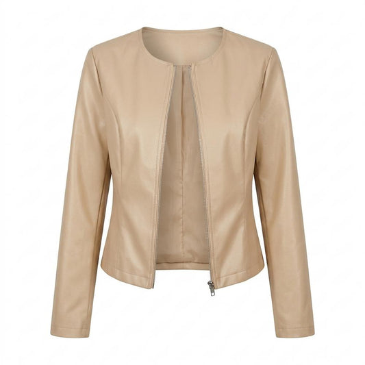 Nobleman Code - Sovon | Kragenlos Tailliert Lederjacke Damen