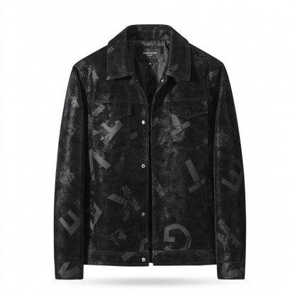 Gentleman Code - Muvom | Bedruckt Strukturiert Lederjacke Herren