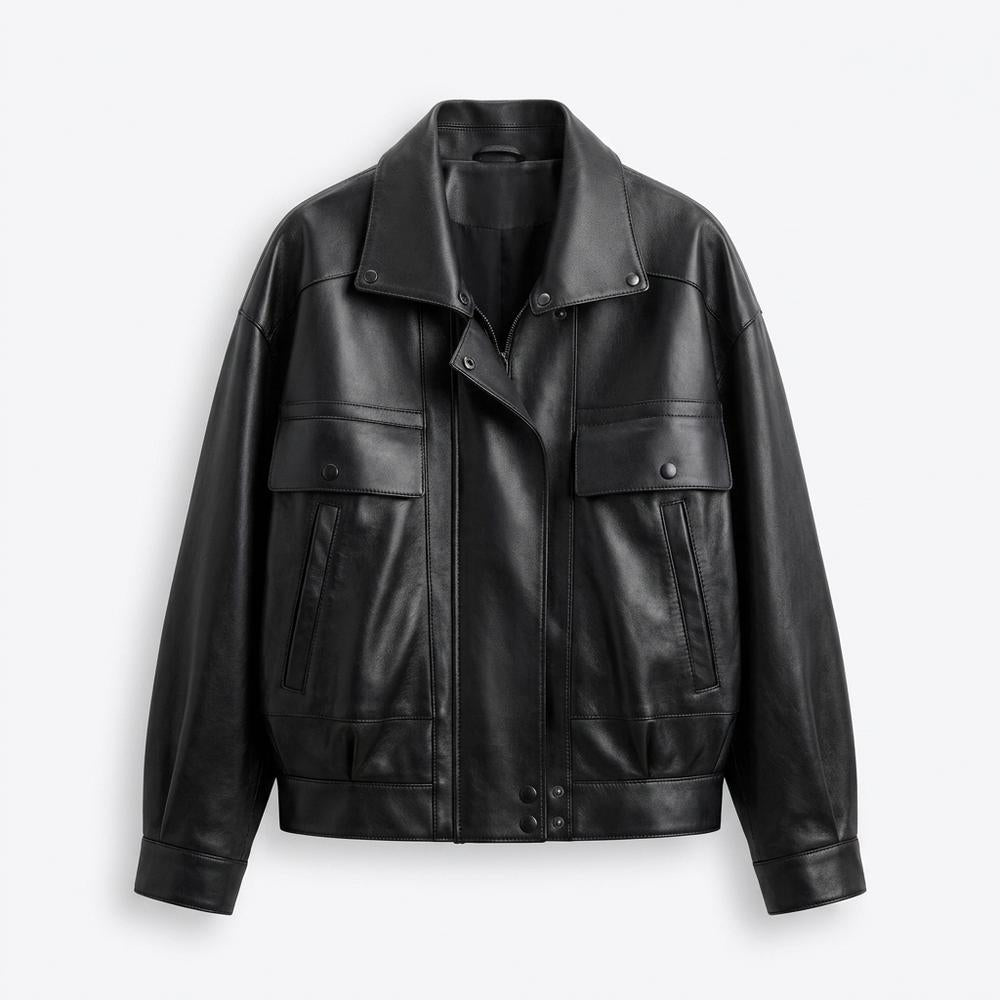 Nobleman Code - Zelid | Weit Geschnittene Blousonartige Lederjacke Unisex